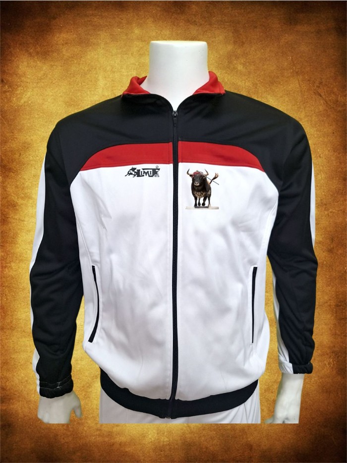 CHAQUETA DEPORTIVA TRICOLOR BLANCA NEGRA ROJA OUTLET Inicio