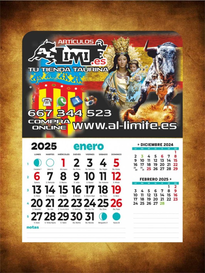 CALENDARIO 2025 Inicio  Calendario Virgen de los Desamparados o
