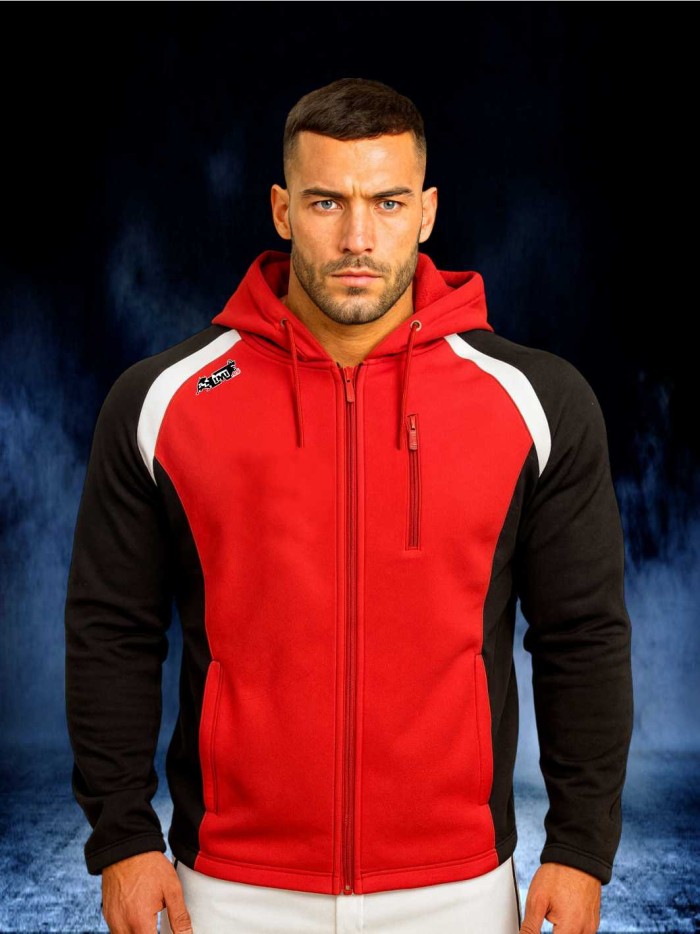 CHAQUETA SOFT SHELL ENTALLADA UNISEX ROJO NEGRO BLANCO