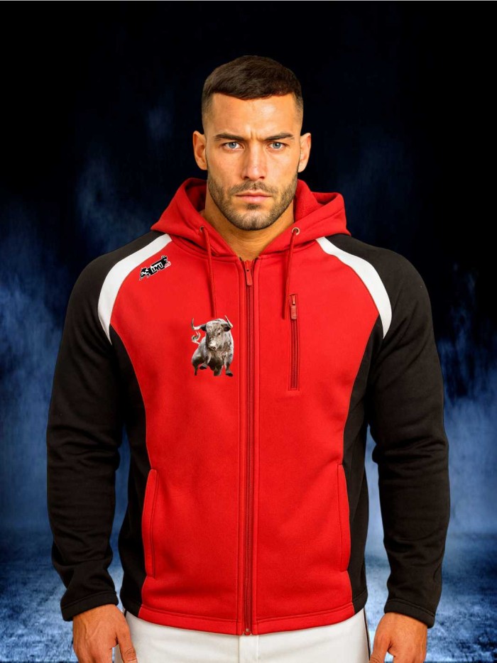 CHAQUETA SOFT SHELL ENTALLADA UNISEX ROJO NEGRO BLANCO