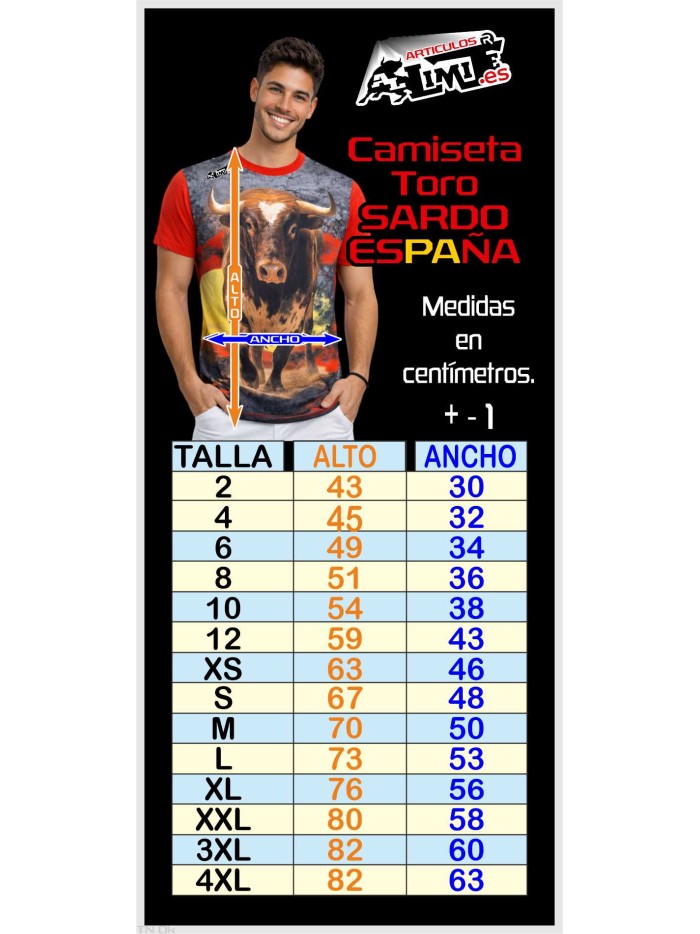 CAMISETA TORO SARDO ESPAÑA CSD.3-26 Camisetas unisex Ropa