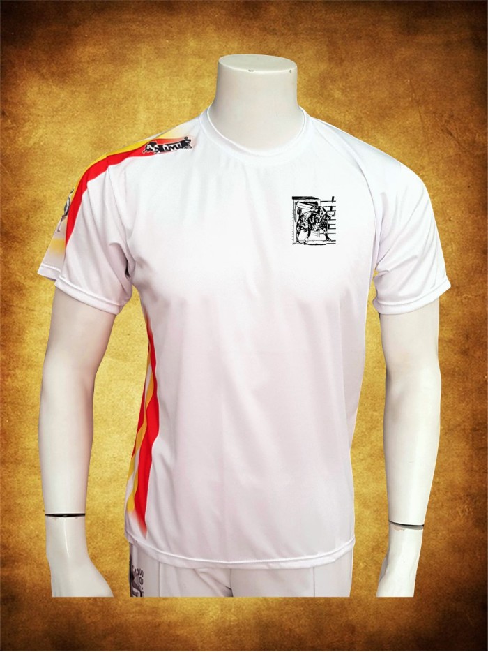 Camiseta deportiva blanca unisex estampación blanco y negro