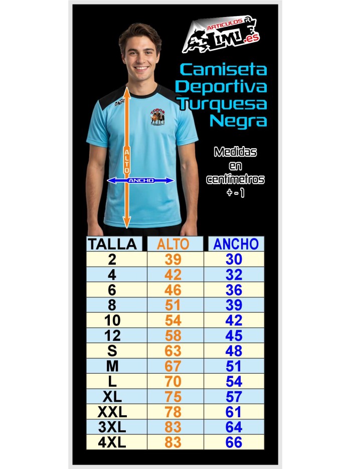 Camiseta deportiva Turquesa negro Camisetas unisex Ropa La