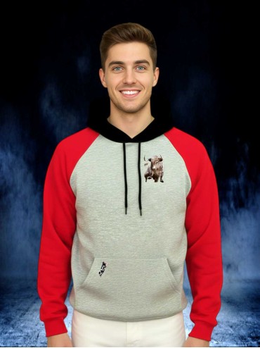 SUDADERA GRIS/ROJO/NEGRO CAPUCHA Sudaderas Ropa Sudadera