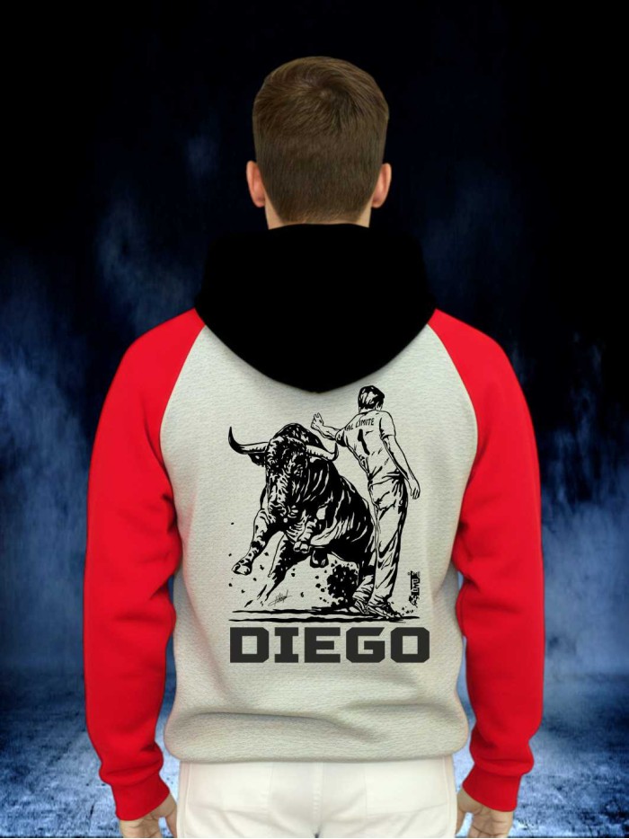 SUDADERA GRIS/ROJO/NEGRO CAPUCHA Sudaderas Ropa Sudadera