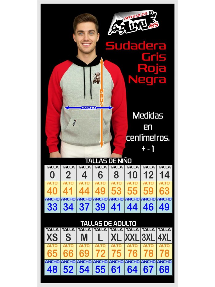 SUDADERA GRIS/ROJO/NEGRO CAPUCHA Sudaderas Ropa Sudadera