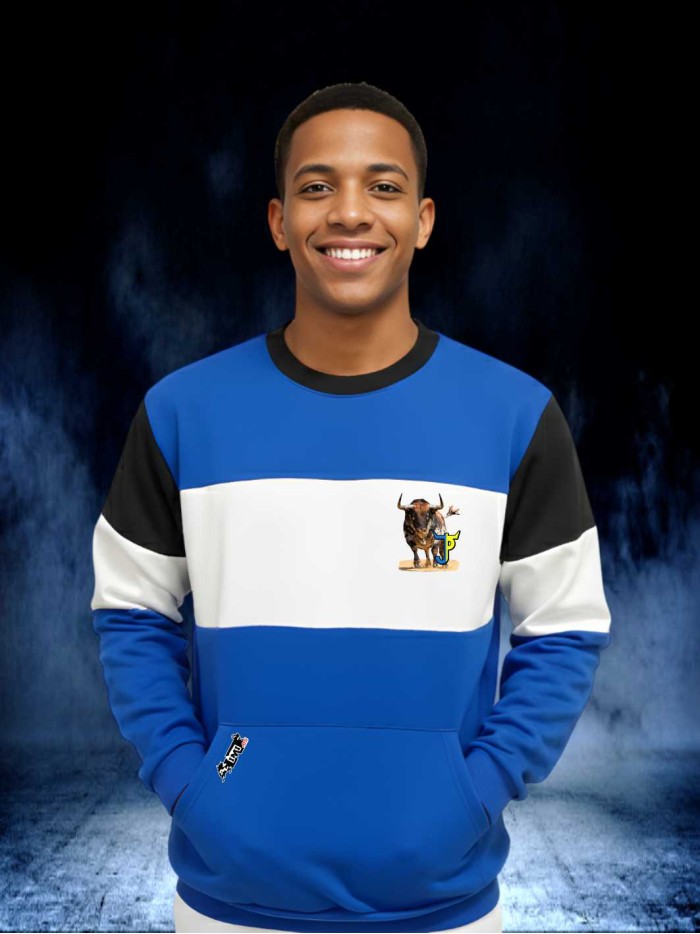 SUDADERA BASICA AZUL FRANJA BLANCA Sudaderas Ropa Sudadera con